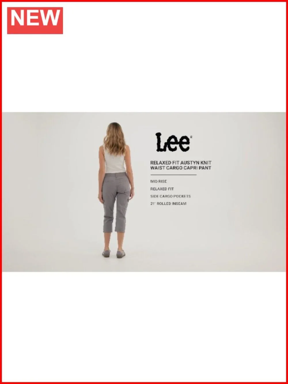 Relaxed Fit Knit Waist Cargo Capri Pants Stretch Cotton